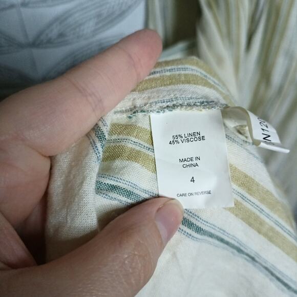 Happy X Nature Dress Linen Blend Cream Striped Halter Maxi Hi Lo NEW Kate Hudson - Picture 7 of 10